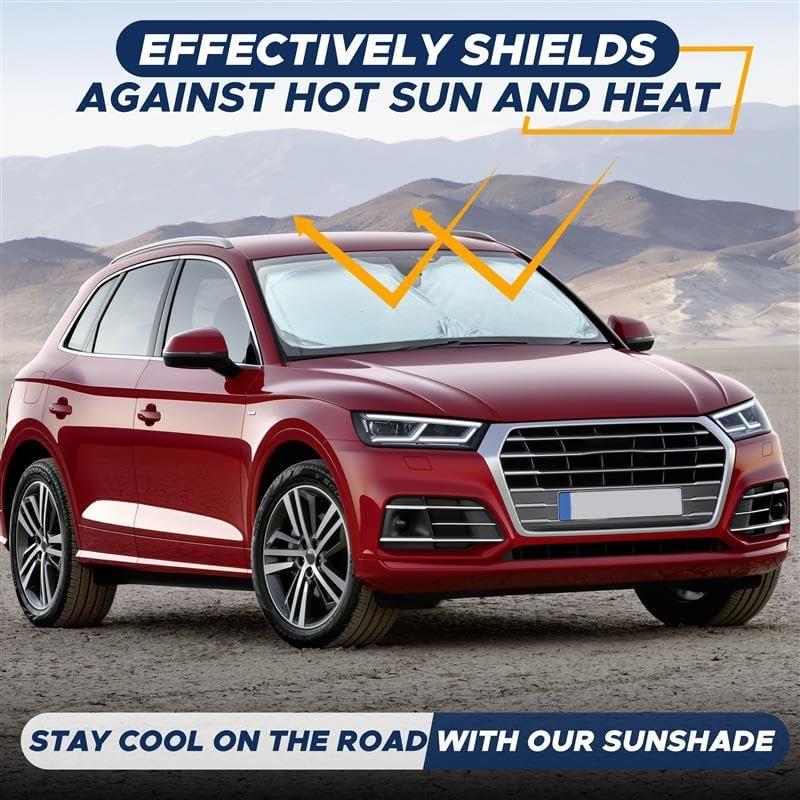 Photo 1 of EcoNour Car Windshield Sunshade | Blocks 99% Heat & Keeps Interior Cool | Universal Fits Cars, SUVs, Trucks | Automotive Sun Screen, Visor & Car Accessories for Summer | Medium (64x32 Inches)