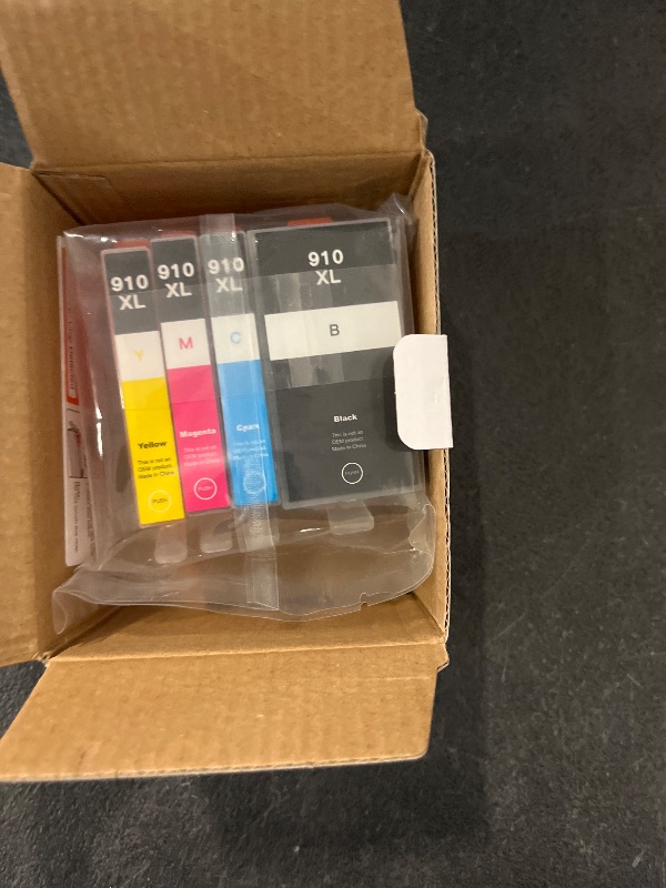 Photo 1 of 910XL Ink Cartridges Compatible Replacement for HP OfficeJet Pro 8020 8025 8028 8022 8030 8035 4 Pack, Cyan Yellow Magenta Black