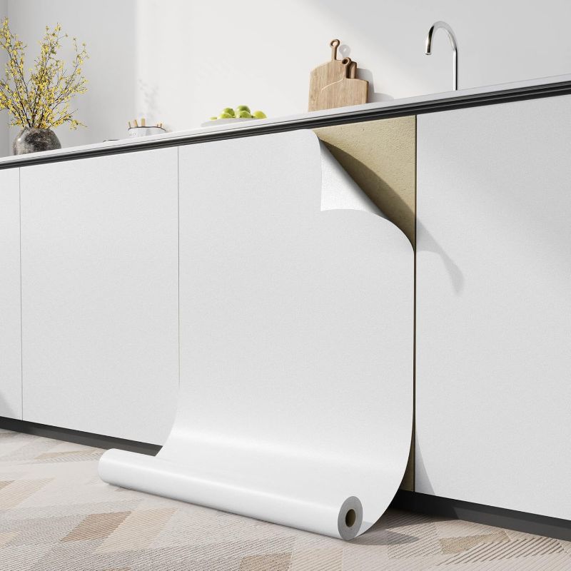 Photo 1 of practicalWs 15.7 inch x118 inch White Contatc Paper Self-Adhesive Removable Wallpaper Easy to Apply Peel and Stick Wallpaper Kitchen Countertop Cabinet Reform Decor Wall Paper