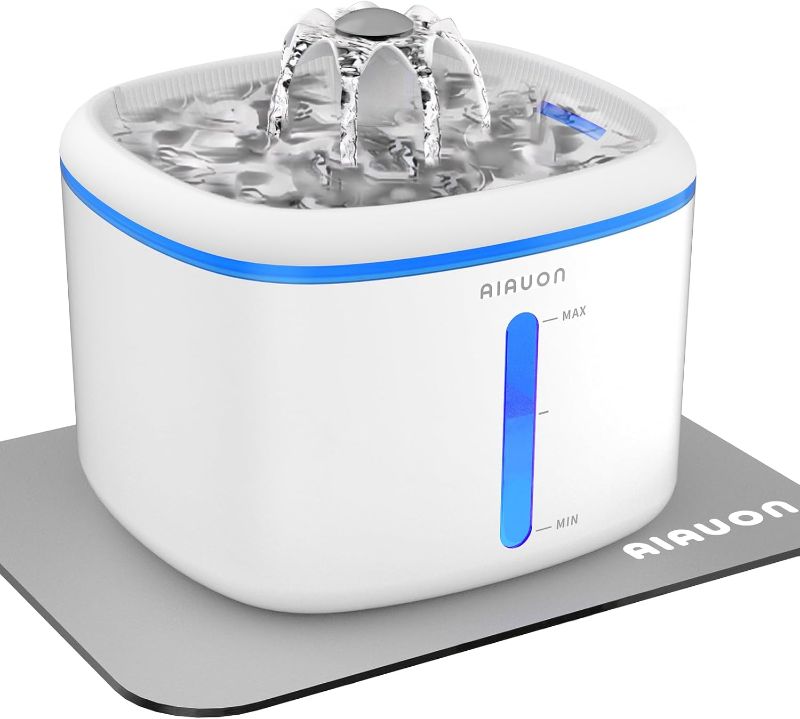 Photo 1 of Cat Water Fountain 84oz/2.5L - Automatic Pet Fountain & Dog Water Dispenser with Replacement Filters & Feeding Mat for Cats, Dogs, Multiple Pets (White)