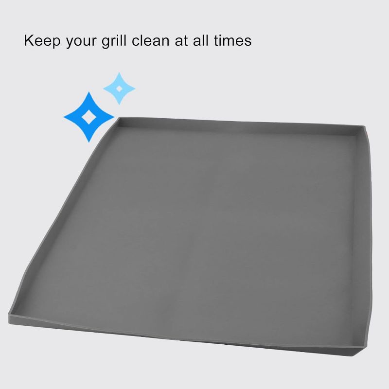 Photo 1 of Griddle Mat Mat Protective Pad Grill Grill Plate Mat Floor Protective Hood Silicone Protector Covering Grilling Grilling Plate(22in Grey)