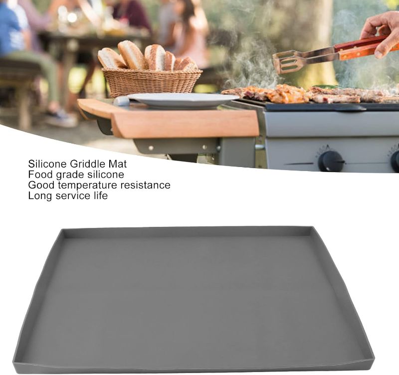 Photo 1 of Griddle Mat Mat Protective Pad Grill Grill Plate Mat Floor Protective Hood Silicone Protector Covering Grilling Grilling Plate(22in Grey)