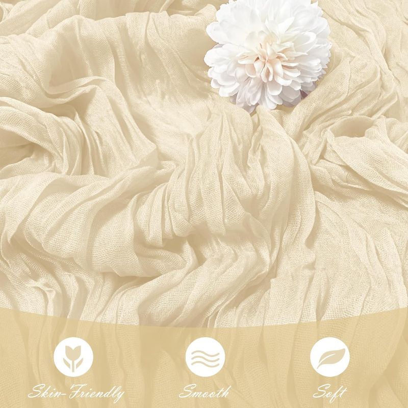 Photo 1 of 15 Pack Ivory Cheesecloth Table Runner 17 x 108 inch Cheese Cloth Table Runners 9ft Ivory Table Runner Rustic Romantic Sheer Gauze Runner for Wedding Party Baby Shower Table Decoration