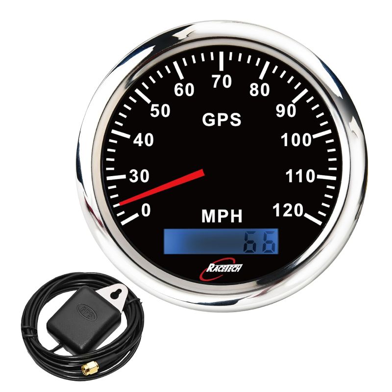 Photo 1 of 120 MPH Electrical GPS Speedometer - 85mm 3-3/8" 12V/24V Black Dial 7 Color LED Waterproof Stainless Steel Rim - for Car Truck Marine Boat Yacht Motorcycle