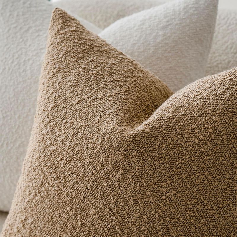 Photo 1 of oindtower Pack of 2 Textured Boucle Throw Pillow Covers Accent Solid Pillow Cases Cozy Soft Decorative Couch Cushion Case for Chair Sofa Bedroom Living Room Home Decor, 20 x 20 Inch,Taupe Khaki Camel