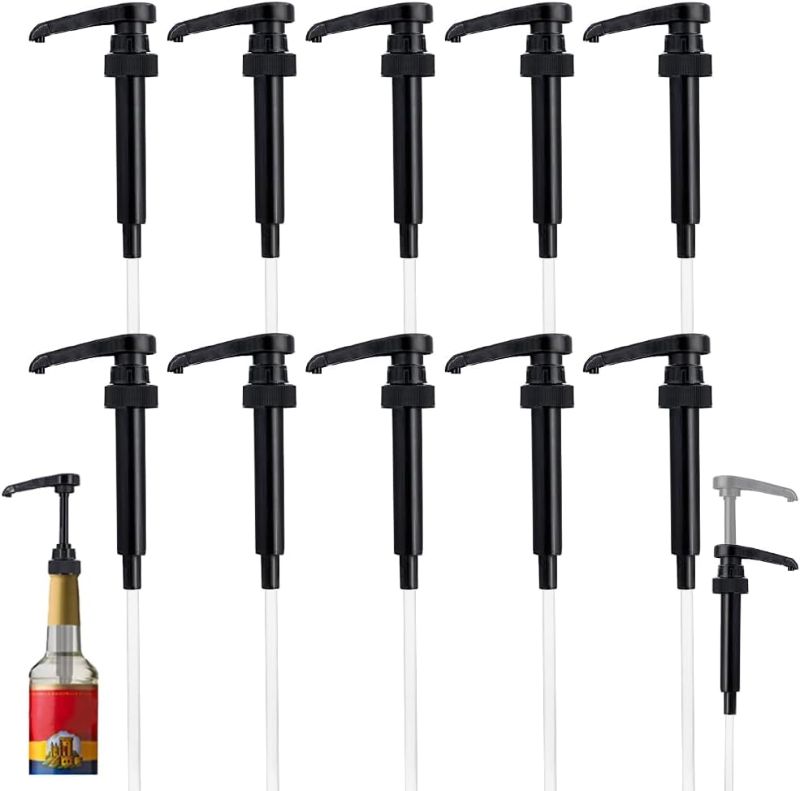 Photo 1 of 10 Packs Black Coffee Syrup Pump Dispenser, Compatible with 25.4 Oz/750ml Bottles, Great for Home & Coffee Bar Drinking Mixes, Tea, Beverage, Cocktails, Free Spoons
