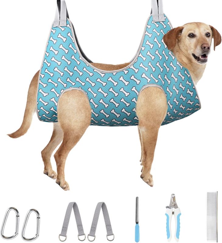 Photo 1 of Supet Dog Grooming Hammock for Large Dogs, Relaxation Dog Sling for Nail Trimming, Restraint Hanging Harness for Clipping