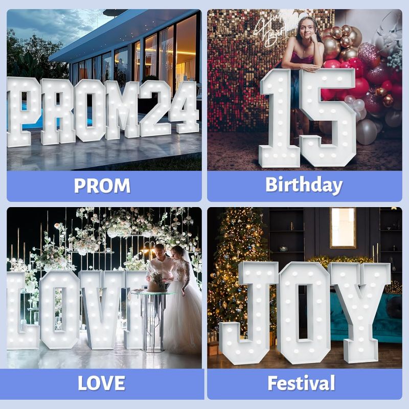 Photo 1 of 4FT Marquee Light Up Letters - Cool White Light Up Letters V with Fixed Water Bag, Party Decoration Large Marquee Light Up Letters can Be Used for Wedding Decoration, Birthday Party Decoration