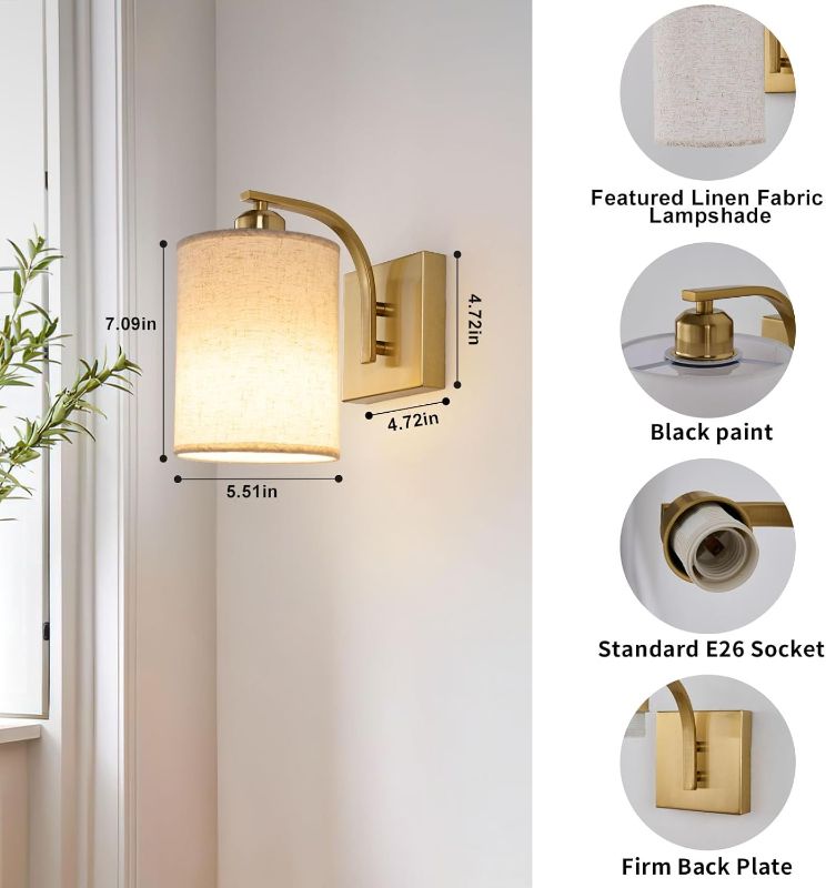 Photo 1 of Gold Rechargeable Battery Operated Wall Sconces Set of 2 with Remote, Wireless Dimmable Battery Powered LED Wall Lights, Cordless Wall Lighting Lamp Fixture for Bedroom Living Room