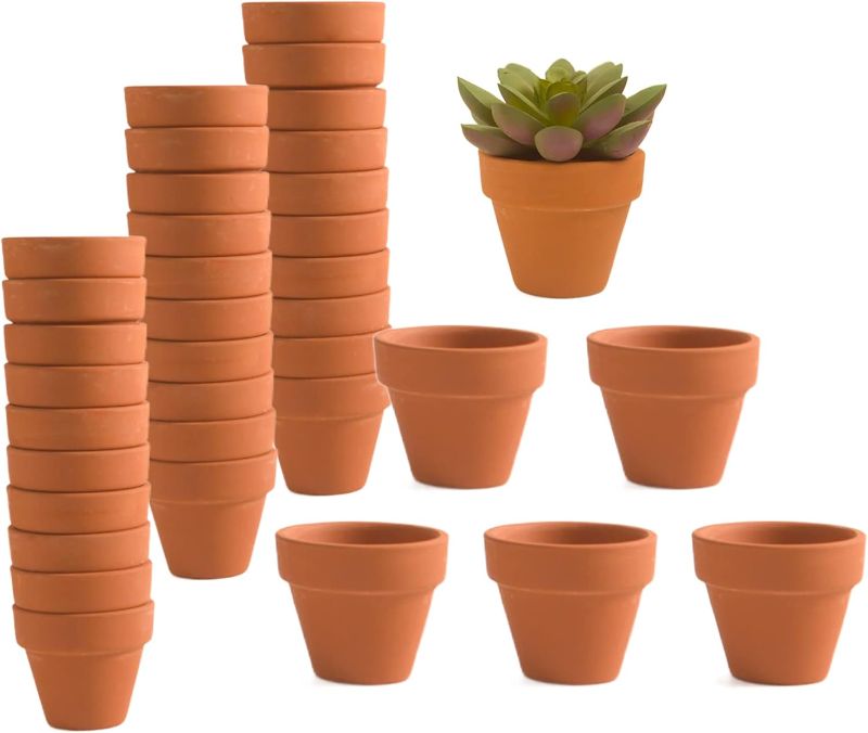 Photo 1 of 36 Mini Flower Pots - 2 Inch Clay Cactus & Succulent Pots with Drainage, Indoor/Outdoor Use