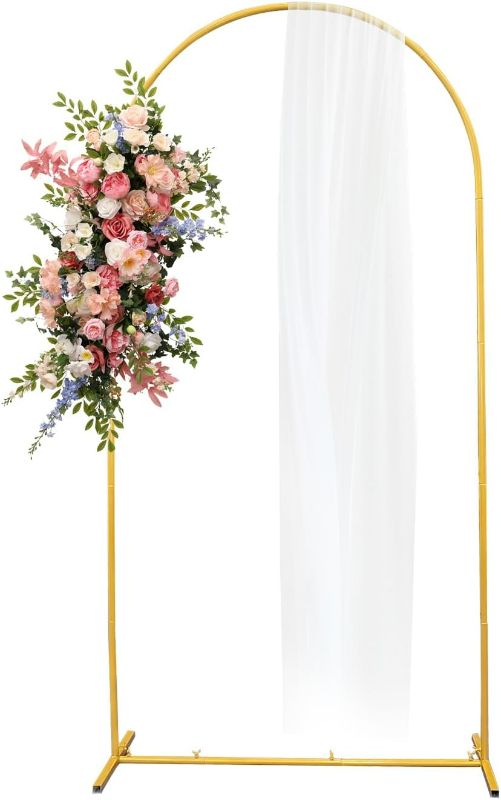 Photo 1 of 6.6 FT Metal Arch Backdrop Stand, Wedding Arch Backdrop Stand for Ceremony, Gold Wedding Balloon Arch Stand, Reusable Arch Frame Wedding for Birthday Party, Baby Shower and Ceremony Decoration