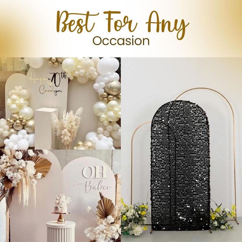 Photo 1 of 3 Pack Gold Metal Arch Backdrop Stand Set - 6FT, 5FT, 4FT Balloon Stand for Weddings Ceremony, Parties, and Baby Showers - Door Frame Backdrop Stand 
