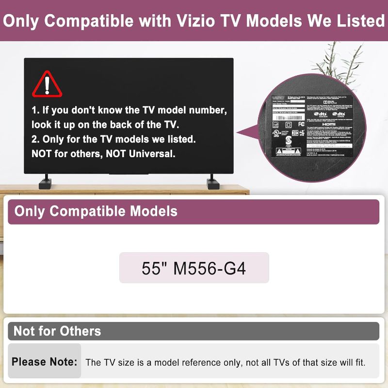 Photo 1 of Metal TV Base Stand Only for Vizio TV Stand Legs M556-G4, Only for Vizio TV Stand Base Replacement We Listed wr Screws Set and Instructions, Stable and Durable