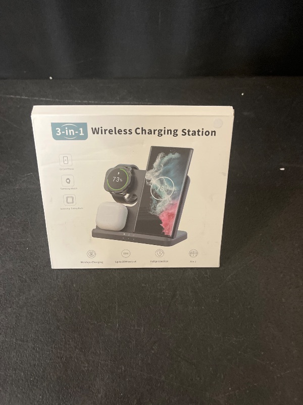 Photo 1 of Wireless Charger for Samsung, 3 in 1 Charging Station for Samsung Devices and Android, LED Indicator, White(2025 US Version)