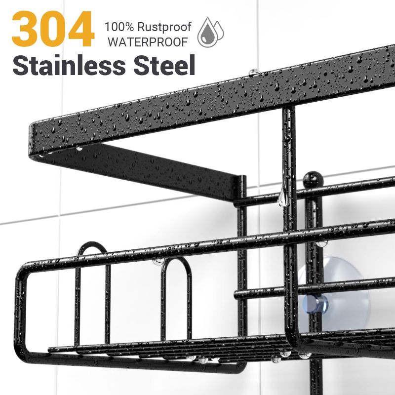 Photo 1 of Shower Caddy Hanging Bathroom Organizer: Rustproof Shelf for Inside Shower - No Drilling Racks Over Showerhead - Bath Shelves for Shampoo Soap Black