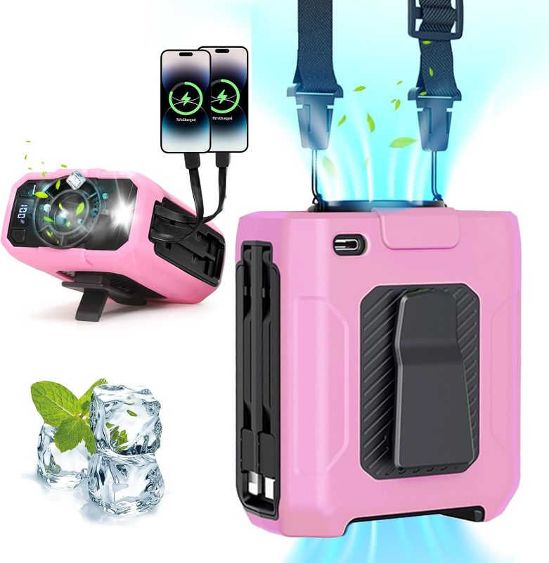Photo 1 of 2025 AI Portable Waist Fan Clip with Built-in Charging Cable | 10000mAh 40H Rechargeable Battery & 5-Speed 16000RPM Cooling | SOS Flashlight Wearable Belt Fan for Outdoor Work, Camping, Farm, Jobsite