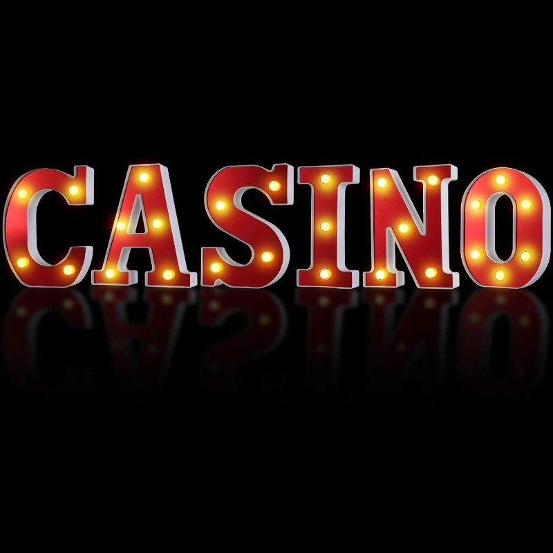 Photo 1 of 6 Pcs  LED Letters Sign Lights, Casino Party Decorations, Battery-Powered Marquee Lighted Signs, Alphabet LED Letter Lights for Night Party Tabletop Decor Supplies