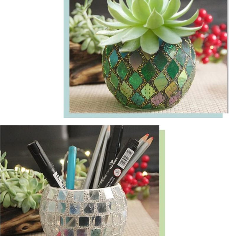 Photo 1 of Stained Glass Candle Holder Romantic Candlelight Dinner Fragrant Treasure Candle Cup Succulent Flower Pot Pen Holder(Green)