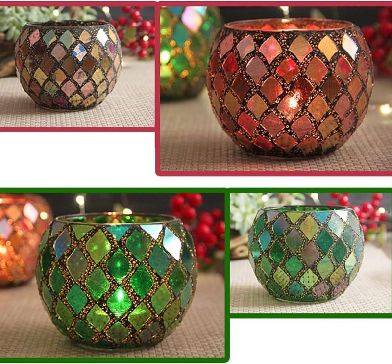 Photo 1 of Stained Glass Candle Holder Romantic Candlelight Dinner Fragrant Treasure Candle Cup Succulent Flower Pot Pen Holder(Green)