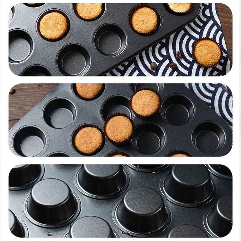 Photo 1 of Nonstick 24 Cups Mini Muffin Pan with Extended Handles for Easy Grip, Carbon Steel Steel to Promoted Even Baking, Dishwasher Safe (Black)