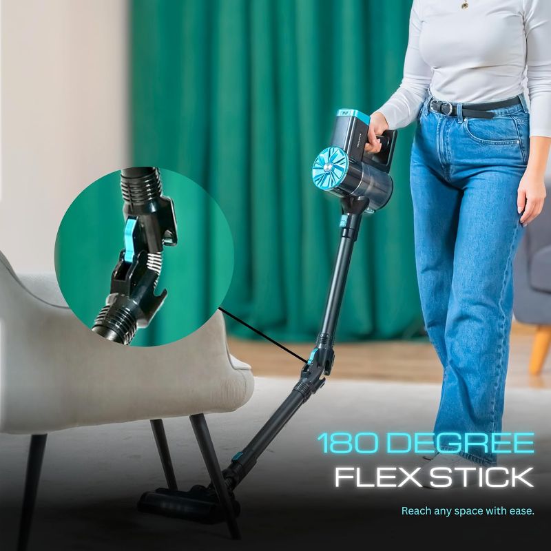 Photo 1 of V1 Cordless Stick Vacuum Cleaner - Self-Standing Bendable Stick Vacuum, Long Runtime - Lightweight, LED Lights, 5-Layer Filtration & Detachable Battery for Pet Hair, Carpets, Hardwood Floors