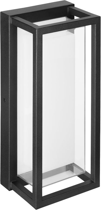 Photo 1 of Maxxima LED Porch Lantern Outdoor Wall Light, Black with Clear Lens, 1800 Lumens, 5 CCT 2700K/3000K/3500K/4000K/5000K, Modern Exterior Patio Sconce Lantern