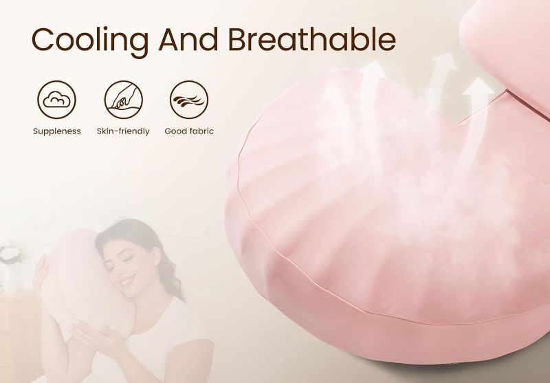 Photo 1 of Pregnancy Pillow for Sleeping Memory Foam Pillow for Side Sleeper, Maternity Pillow Support for Back, Belly, HIPS for Pregnant Women, Portable and Adjustable Travel Wedge Pink