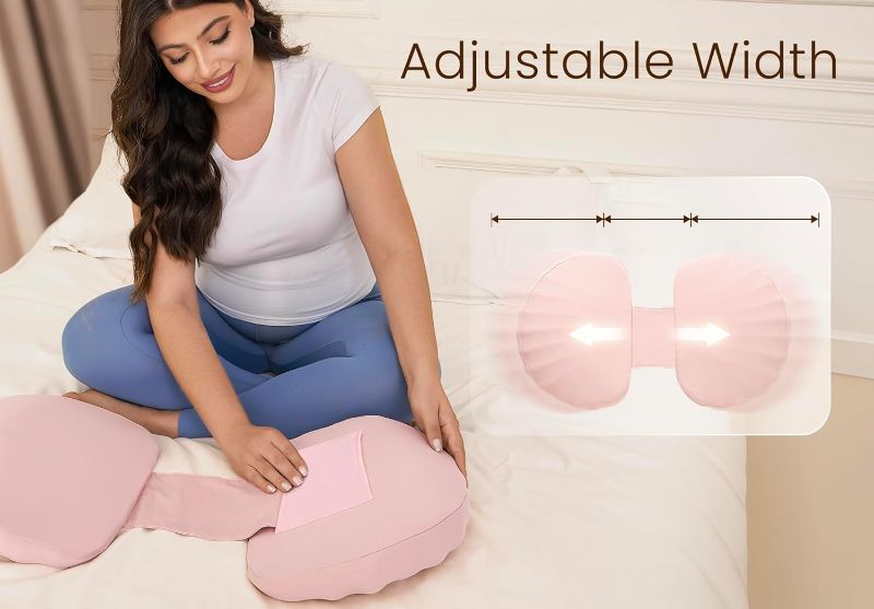 Photo 1 of Pregnancy Pillow for Sleeping Memory Foam Pillow for Side Sleeper, Maternity Pillow Support for Back, Belly, HIPS for Pregnant Women, Portable and Adjustable Travel Wedge Pink