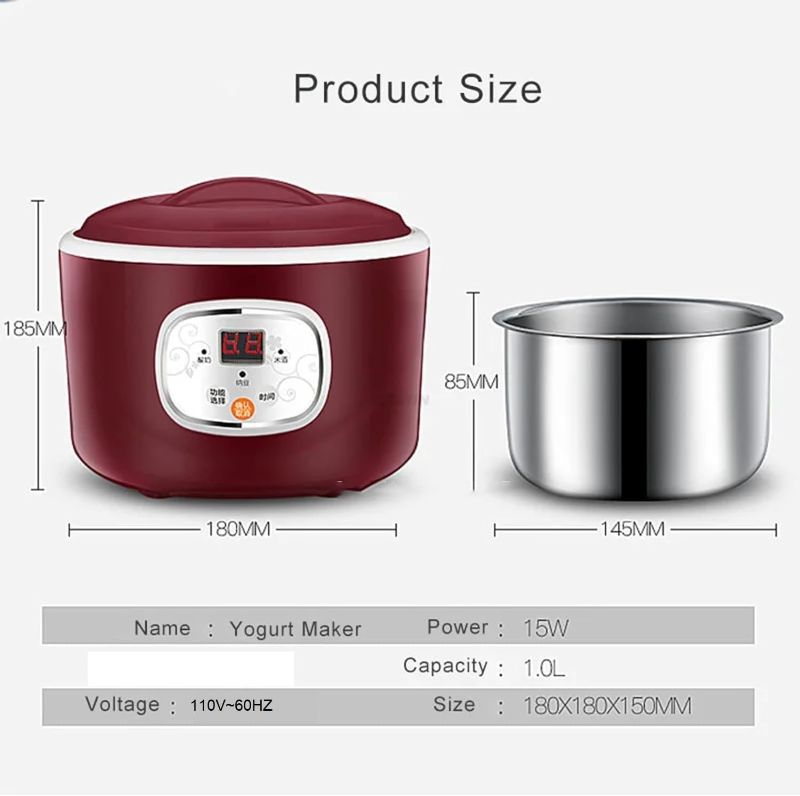 Photo 1 of Automatic Yogurt Maker, Compact Greek Yogurt Maker Machine with Constant Temperature Control, Stainless Steel Container, 1 Quart for Home Organic Yogurt