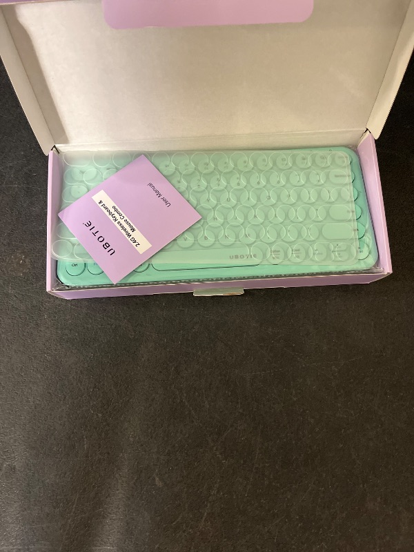 Photo 1 of UBOTIE Wireless Green Keyboard, Bluetooth 2.4GHz Dural Mode Connection Scissor Switches Slim Quiet Round Keycaps Full Size Office Computer Keyboards for PC MAC Smart Phones
