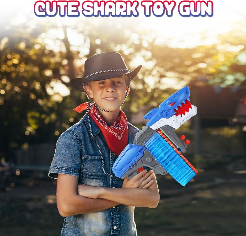 Photo 1 of Soft  Toy  For Boys, Toy Foam Blasters & Guns with 120 Soft Bullets, 40-Dart Rotating Drum, Foam Dart Gun Shooting Games, Shark Toys Birthday for Kids, Teens Adults 6+