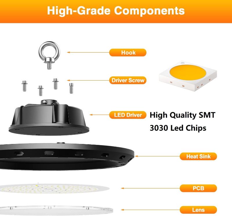 Photo 1 of Led High Bay Light 240W 36000LM 0-10V Dimmable Eqv.1000W HPS/MH High Bay Led Shop Lights 5000K UFO Lights LED for Workshop Warehouse Factory