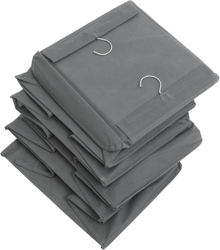 Photo 1 of Hanging Closet Organizer Bag 5 Layers 8 Pockets Washable Non-Woven Fabric Metal Hooks Grey for Bedroom Storage Organizing Clothes and Underwear