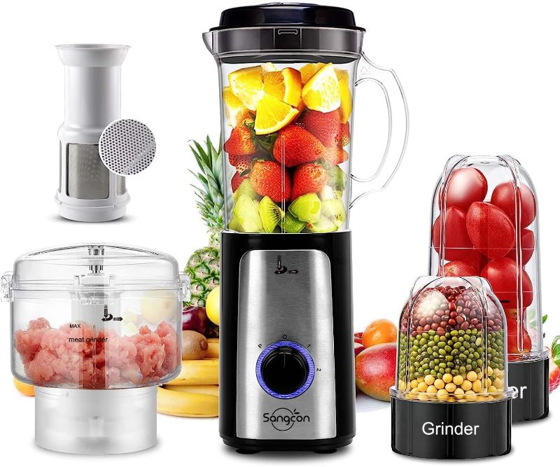 Photo 1 of SANGCON 5 in 1 Blender and Food Processor Combo for Kitchen, Small Electric Food Chopper for Meat and Vegetable, 350W High Speed Blenders with 2 Speeds and Pulse for Smoothies and Shakes