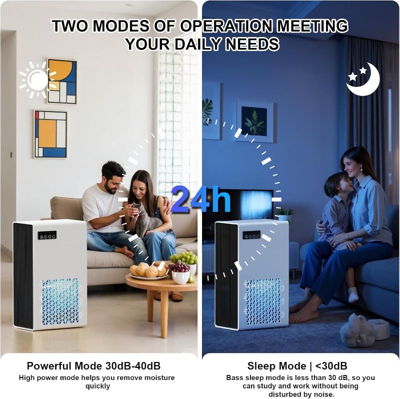 Photo 1 of Dehumidifiers for Home, 99oz Water Tank Dehumidifier for Bedroom Basement Bathroom RV with Auto Shut Off, Drain Hose, Sleep Mode, (White)
