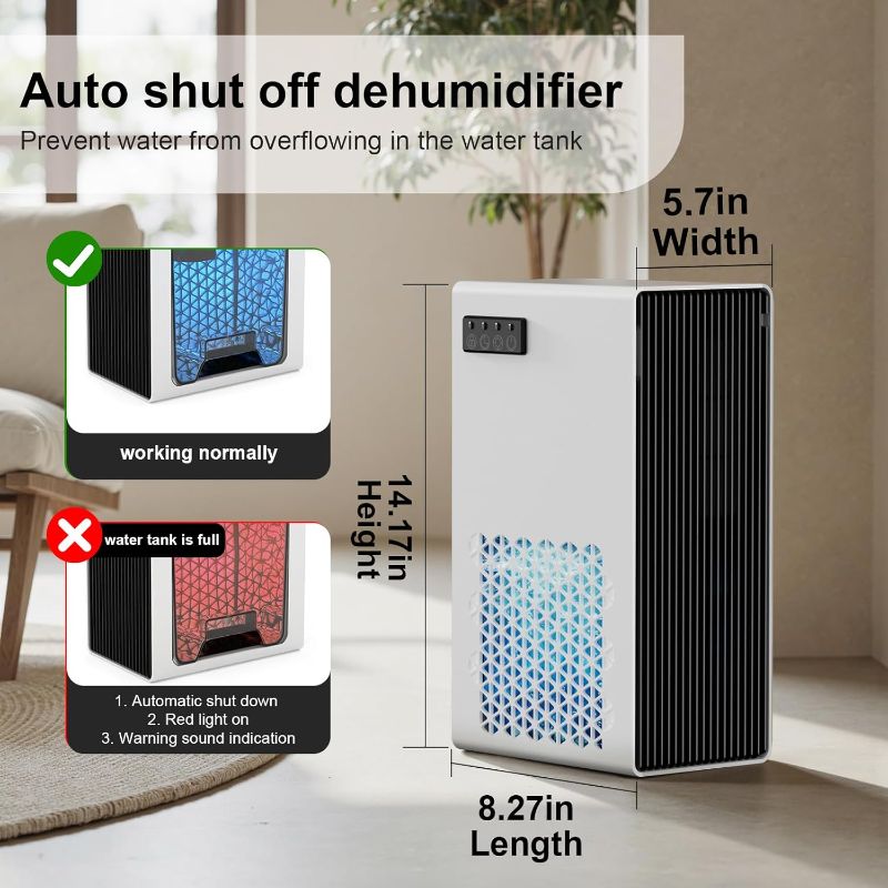 Photo 1 of Dehumidifiers for Home, 99oz Water Tank Dehumidifier for Bedroom Basement Bathroom RV with Auto Shut Off, Drain Hose, Sleep Mode, (White)