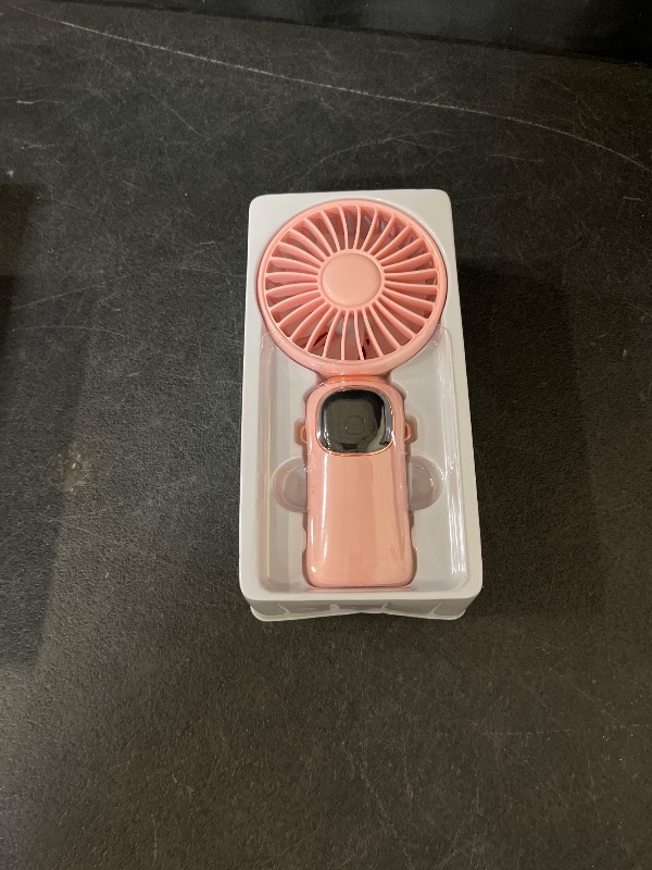 Photo 1 of Handheld Fan, Foldable Portable Fan with LED Display, 3000mAh Battery Operated Mini Hand Held Fan, Handheld/Neck/Desk 3 in 1 Personal Small Fan for Eyelash Makeup Travel Beach Outdoor Pink