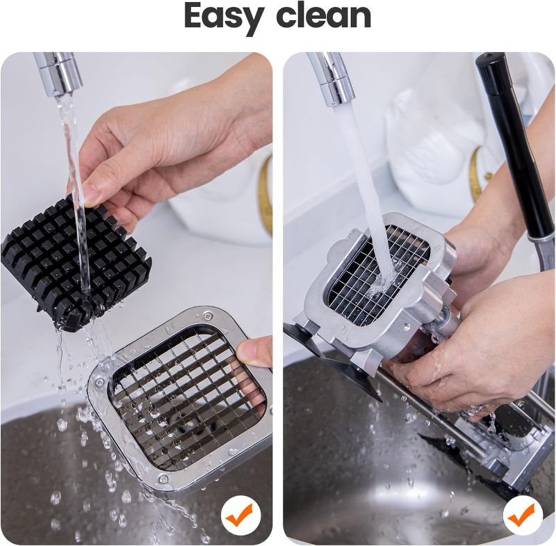 Photo 1 of French fry cutter with two blades (1/2 inch and 3/8 inch), commercial stainless steel French fry slicer, suitable for whole potatoes, carrots, and cucumbers,fries cutter,potato slicer