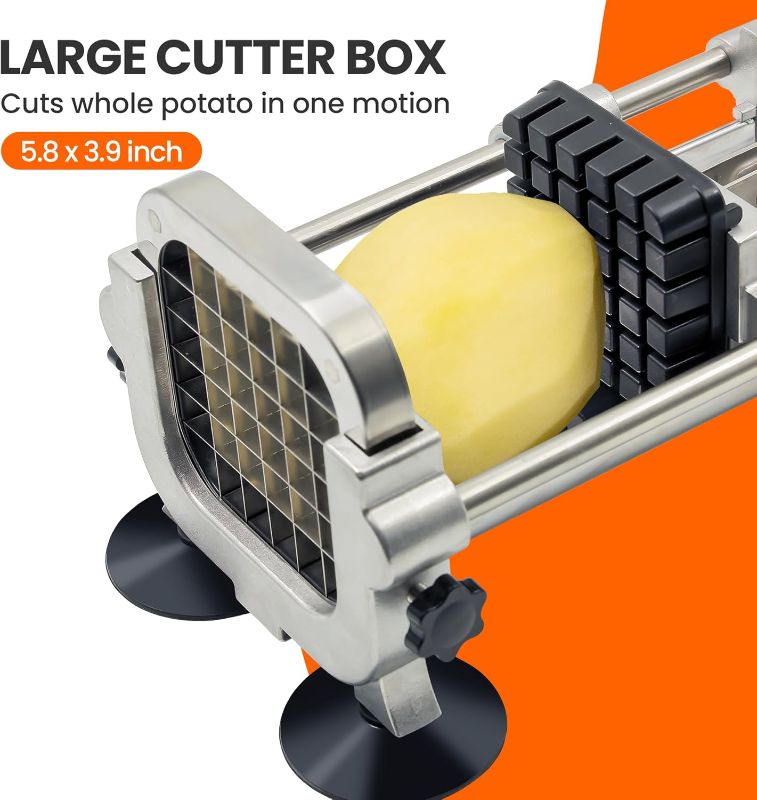 Photo 1 of French fry cutter with two blades (1/2 inch and 3/8 inch), commercial stainless steel French fry slicer, suitable for whole potatoes, carrots, and cucumbers,fries cutter,potato slicer