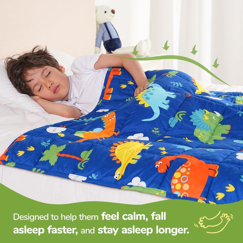 Photo 1 of Sivio Weighted Blanket 5lbs, Blue Dinosaur Cooling Weighted Lap Blanket, Breathable Heavy Throw Blankets for Sleeping, Washable, 36"x48"