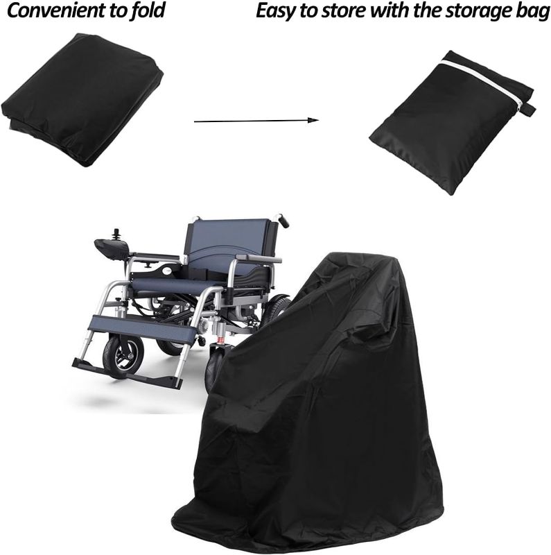 Photo 1 of Wheelchair Cover Waterproof Electric Wheelchair Covers for Indoor and Outdoor Travel, 210D Oxford Mobility Scooter Cover for Storage, Prevent Rain Wind Dust Dirt Snow Sun 40x30x40 Inch (Black)