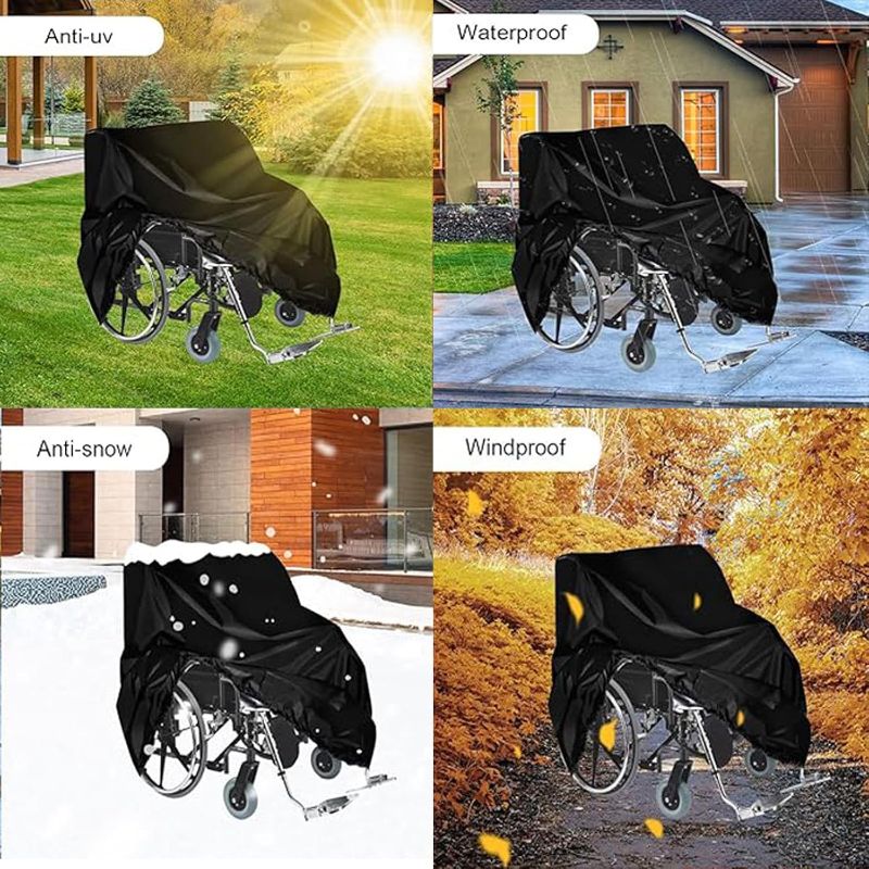 Photo 1 of Wheelchair Cover Waterproof Electric Wheelchair Covers for Indoor and Outdoor Travel, 210D Oxford Mobility Scooter Cover for Storage, Prevent Rain Wind Dust Dirt Snow Sun 40x30x40 Inch (Black)