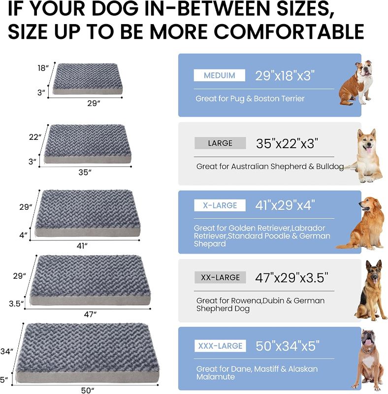 Photo 1 of Orthopedic Memory Foam Bed for Large Dogs, Waterproof Cooling Pet Mats for Crate with Removable Washable Cover,Ideal for Arthritic Dogs, L(35inch,65Lbs)