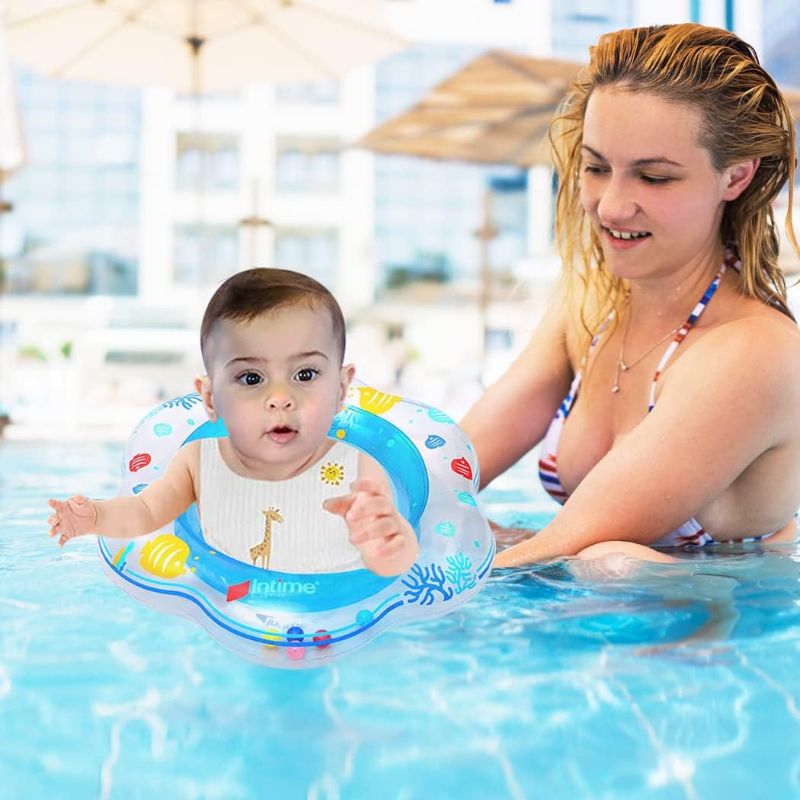 Photo 1 of Baby Pool Floats, Inflatable Float Raft with Handle Safety Seat Double Airbag, Kids Swimming Ring Water Beach Floaties Party Toys, Toddler Swim Training for Infant of 4-48 Months