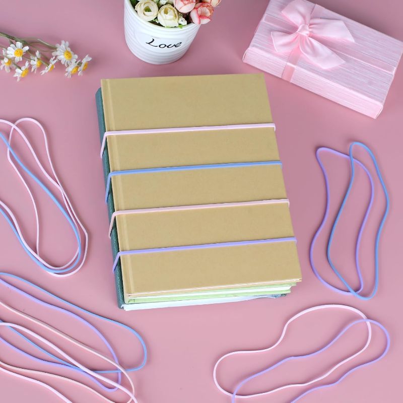 Photo 1 of 120 Pcs Long Rubber Bands, Morandi Colors, Assorted Colors Heavy Duty, Premium Rubber Bands Office Supplies, Home, Kitchen and Office, 7x1/8 Inches