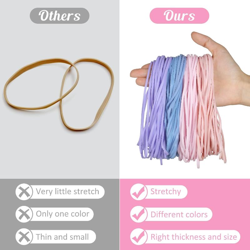 Photo 1 of 120 Pcs Long Rubber Bands, Morandi Colors, Assorted Colors Heavy Duty, Premium Rubber Bands Office Supplies, Home, Kitchen and Office, 7x1/8 Inches