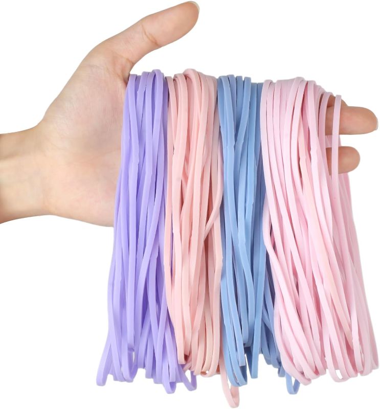 Photo 1 of 120 Pcs Long Rubber Bands, Morandi Colors, Assorted Colors Heavy Duty, Premium Rubber Bands Office Supplies, Home, Kitchen and Office, 7x1/8 Inches