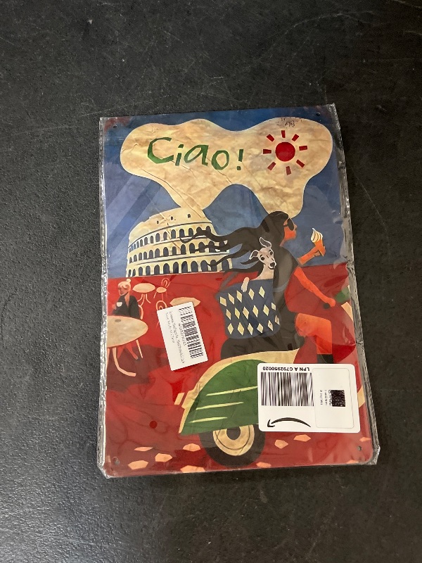 Photo 1 of Metal Signs Funny Italian Ciao Poster Vintage Metal Tin Sign Wall Art Decor Plaque for Home Bar Pub Club Cafe Rustic Aluminum Tin Signs Wall Art Metal Poster 8x12 inch