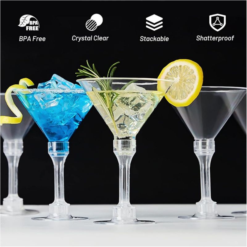 Photo 1 of 50 Pack Plastic Champagne Flutes Disposable 5.5 oz Clear Plastic Champagne Glasses Perfect for Wedding, Thanksgiving Day, Christmas