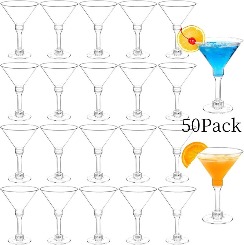 Photo 1 of 50 Pack Plastic Champagne Flutes Disposable 5.5 oz Clear Plastic Champagne Glasses Perfect for Wedding, Thanksgiving Day, Christmas
